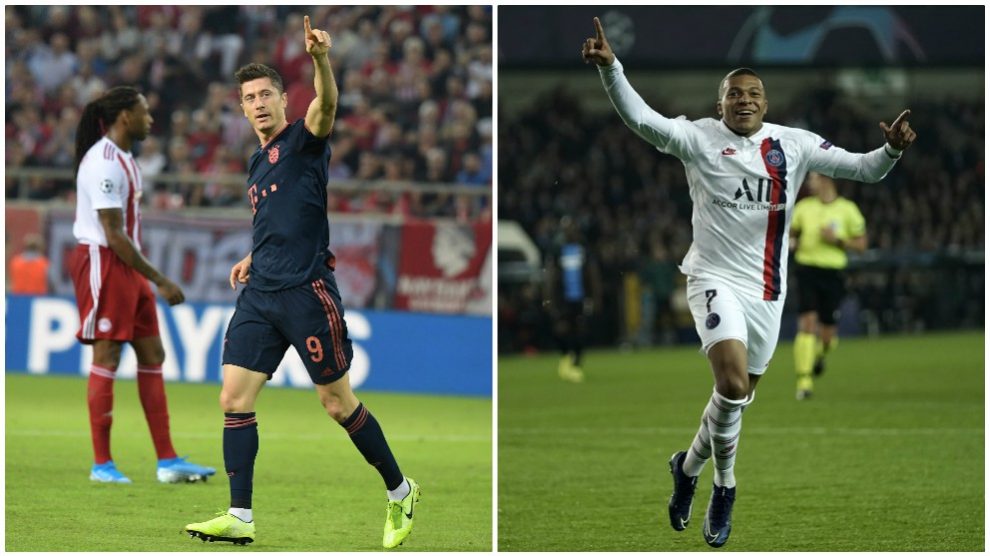 Robert Lewandowski y Kylian Mbappé. (AFP)