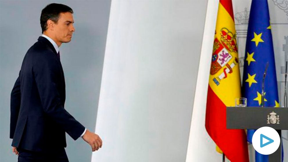 El presidente del Gobierno en funciones, Pedro Sánchez, durante una rueda de prensa en el Palacio de la Moncloa. Foto: EFE