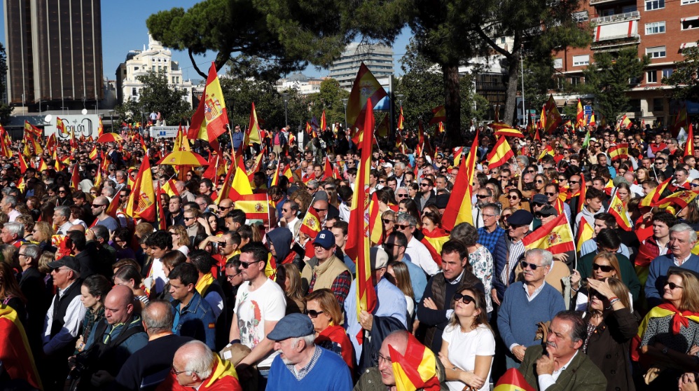 La Plaza de Colón este sábado con 20.000 simpatizantes de Vox. (Foto. EFE)