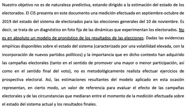 Ni Tezanos se cree su CIS: «No es en absoluto un pronóstico de los resultados de las elecciones»
