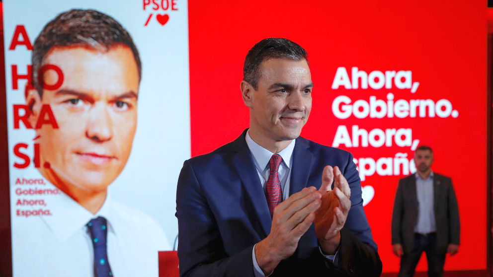El presidente del gobierno en funciones y candidato a la reelección por el PSOE, Pedro Sánchez presenta la campaña del partido socialista para las elecciones del próximo 10 de noviembre. (Foto: Efe)