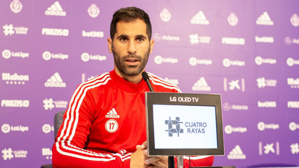 Javi Moyano, capitán del Valladolid, en rueda de prensa (Real Valladolid)