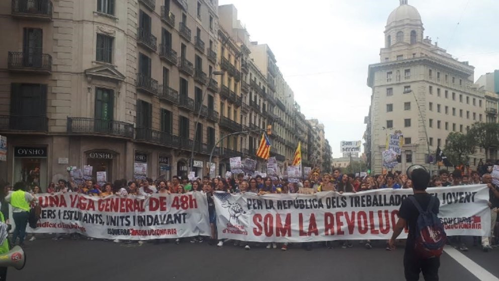 Manifestación de estudiantes en Barcelona. Foto: EP