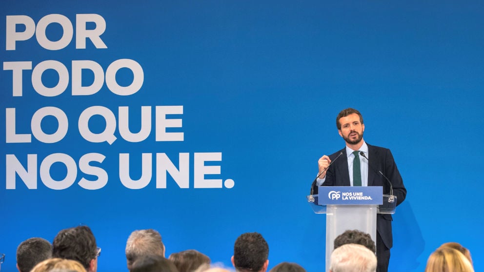 El candidato por el Partido Popular a las elecciones generales, Pablo Casado, en un acto de su partido. (Foto: Efe)