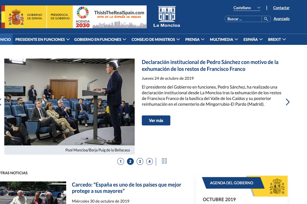 Página web de La Moncloa.