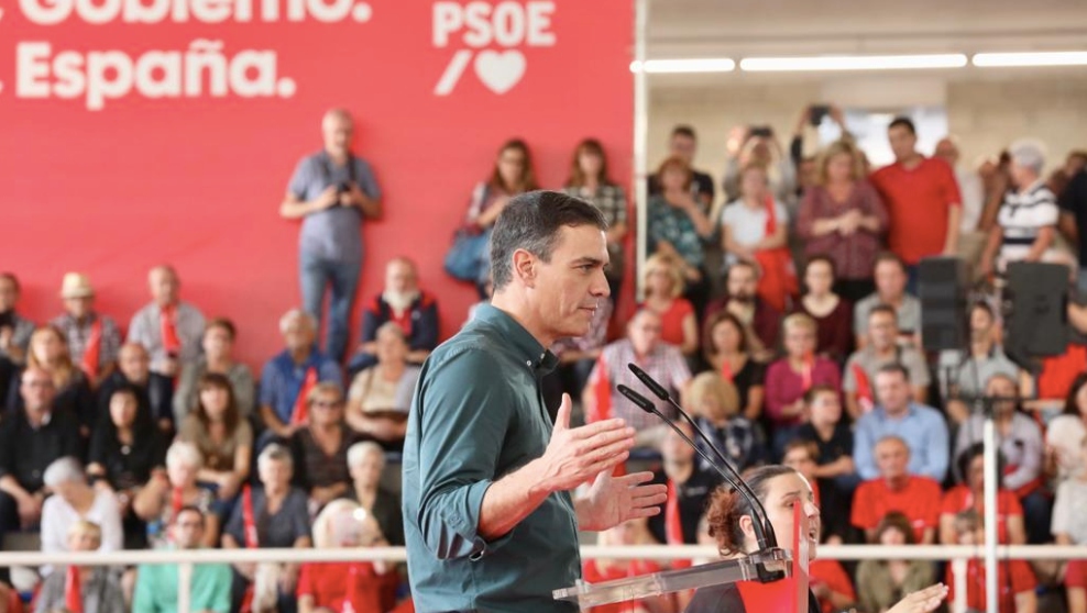 Pedro Sánchez, presidente del Gobierno en funciones, en un acto del PSOE.