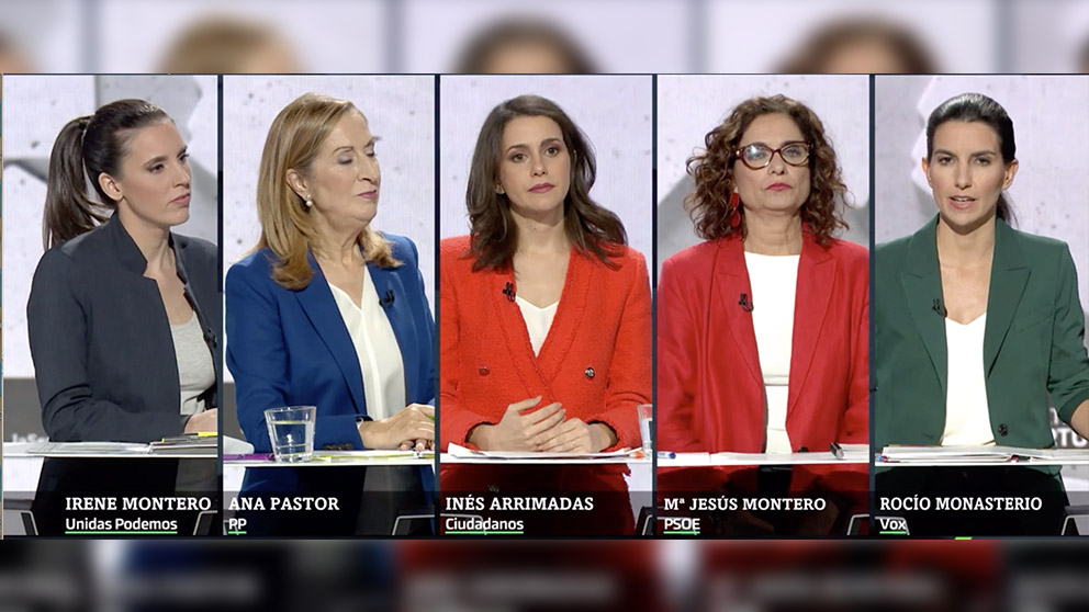 Las representantes de los principales partidos, en el debate de La Sexta.