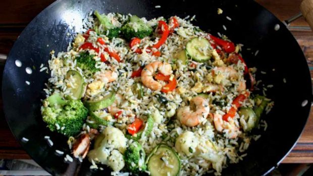 Arroz tailandés con gambas