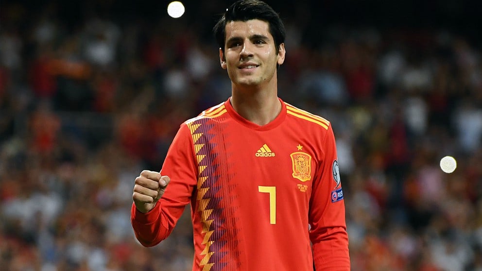 Morata celebra un gol con la selección. (Getty)