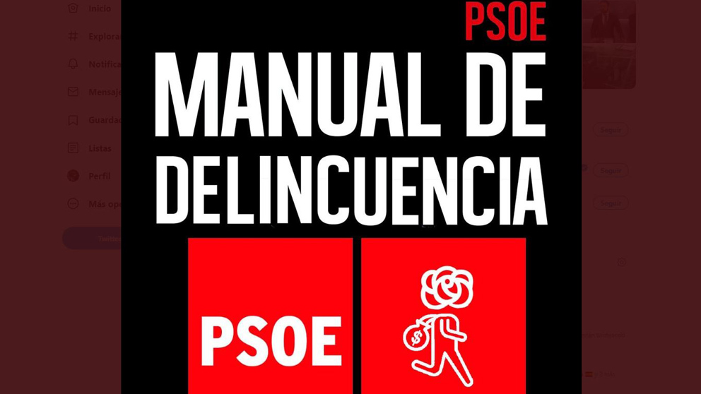 PSOE: Manual de delincuencia. El montaje realizado por Vox jugando con el libro de Pedro Sánchez