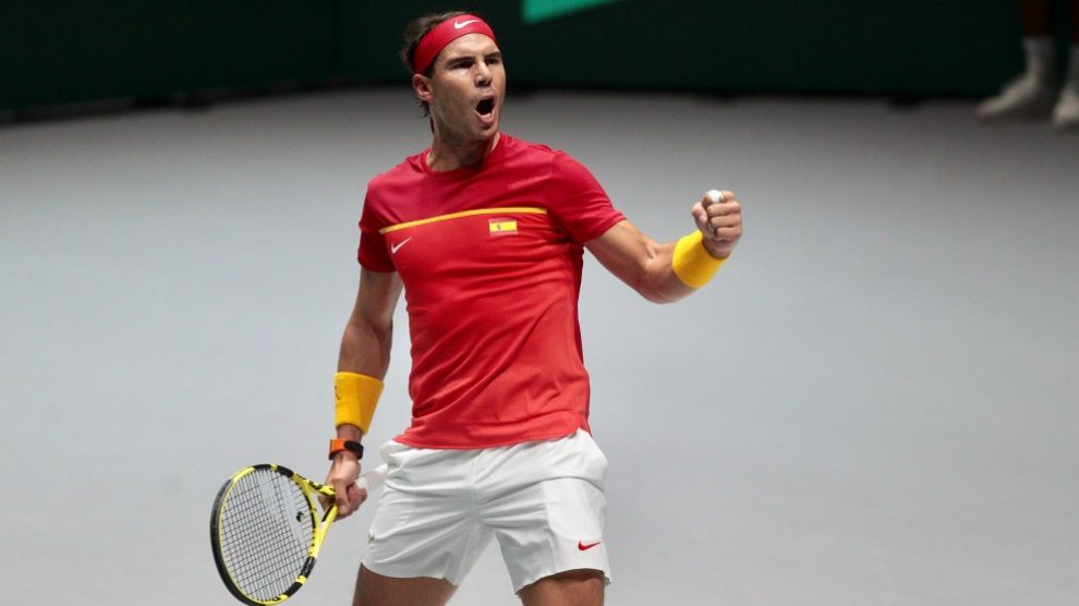 Nadal celebra un punto ante Khachanov (Alberto Simón)