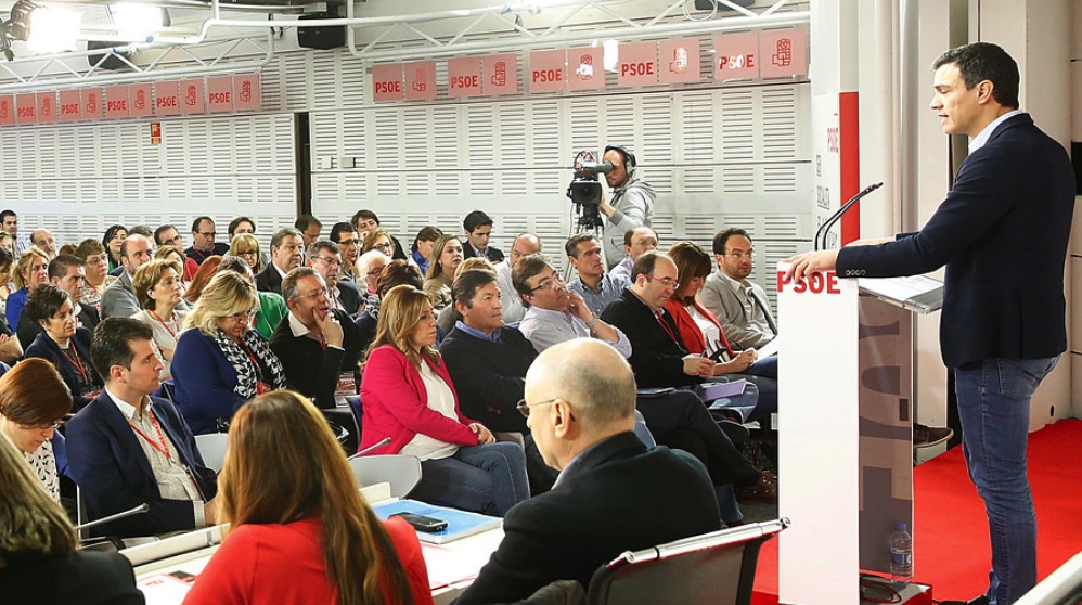 Pedro Sánchez en un Comité Federal con barones autonómicos del PSOE. (Foto. PSOE)