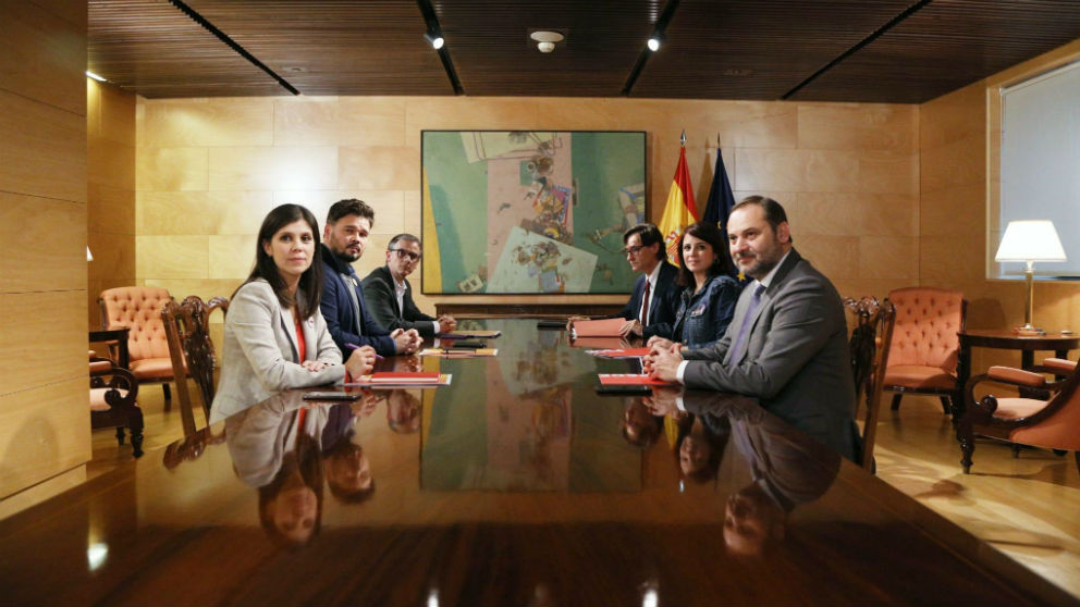 Los negociadores del PSOE y ERC.