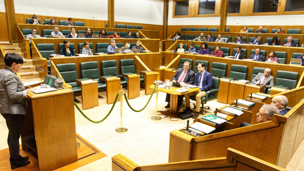 Un momento de la sesión de este jueves en el Parlamento Vasco (Foto: EFE).