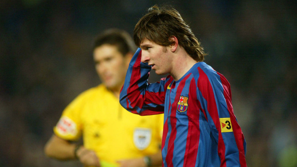 Leo Messi, en uno de sus primeros partidos con el Barcelona. (Getty)
