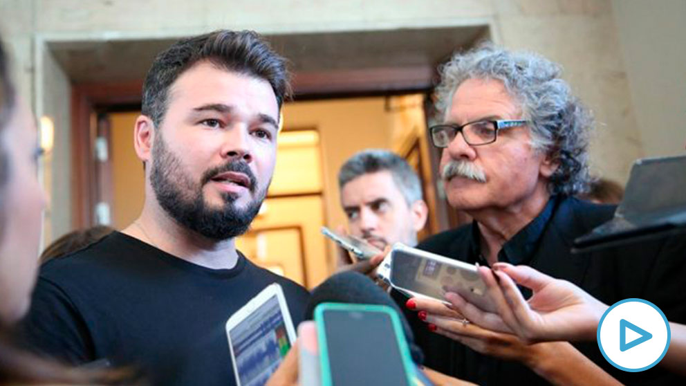 Los portavoces de ERC en el Congreso, Gabriel Rufián y Joan Tardà. (EP)