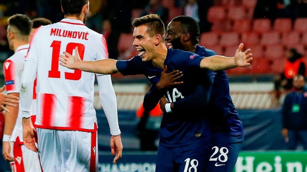 Giovani Lo Celso celebra su primer gol con el Tottenham. (@LoCelsoGiovani)
