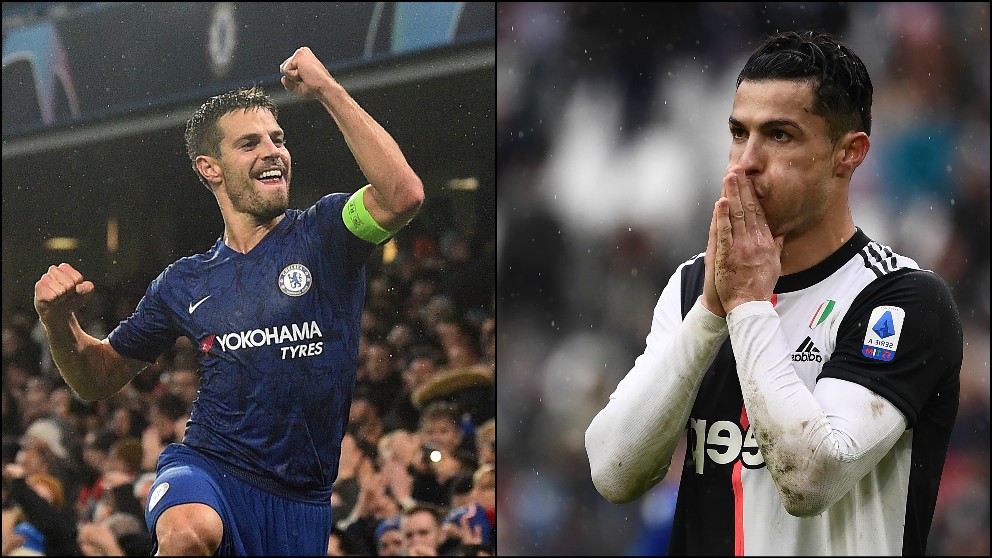 César Azpilicueta y Cristiano Ronaldo. (Fotos: AFP)