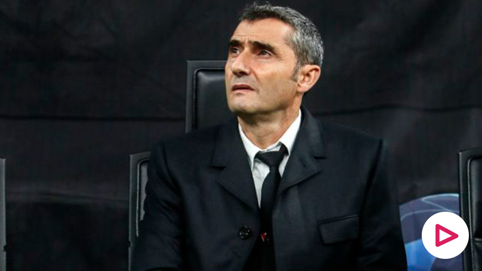 Ernesto Valverde, en el partido contra el Inter. (AFP)