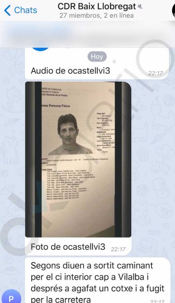 La Policía descubre que mossos separatistas pasan información en un chat a los CDR