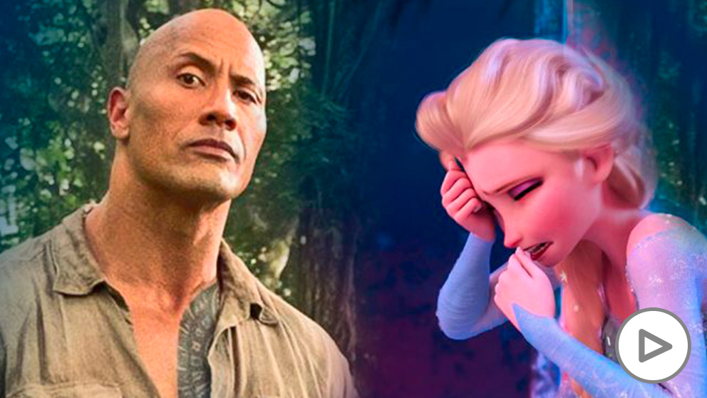 Dwayne ‘The Rock’ Johnson, protagonista de la segunda parte de ‘Jumanji’, junto a Elsa de ‘Frozen 2’ llorando desconsolada.