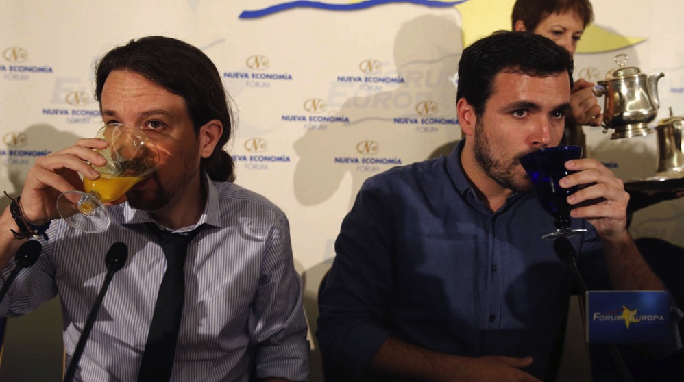 Pablo Iglesias y Alberto Garzón en un evento.