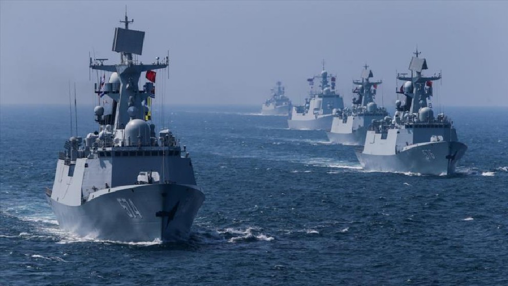 Un simulacro conjunto naval de Rusia y China en Zhanjiang,