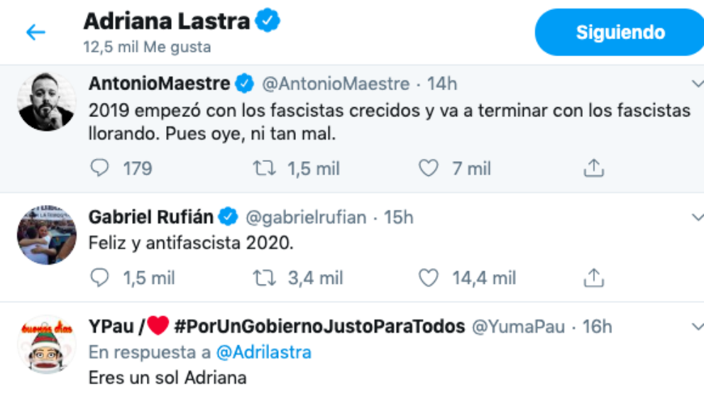 Adriana Lastra marca como ‘me gusta’ un tuit de Rufián