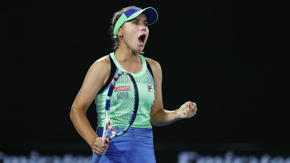 Sofía Kenin, en un momento de la final contra Garbiñe Muguruza. (Getty)