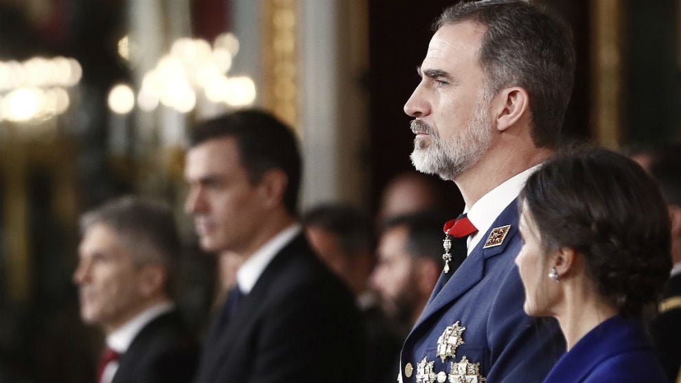 Los Reyes, con Pedro Sánchez, en la Pascua Militar.