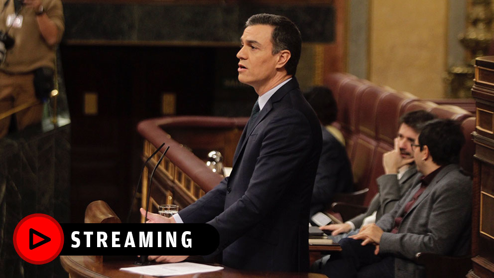 Pedro Sánchez durante su intervención en el debate de investidura. (Foto: Francisco Toledo).