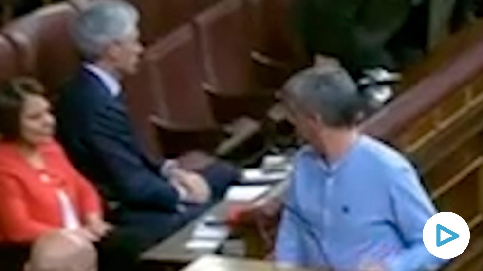 El diputado de Bildu hace muecas de desprecio a Suárez al subir a la tribuna de oradores