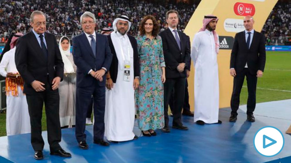 La presidenta madrileña Isabel Díaz Ayuso, este domingo en la final de Supercopa en Arabia Saudí.