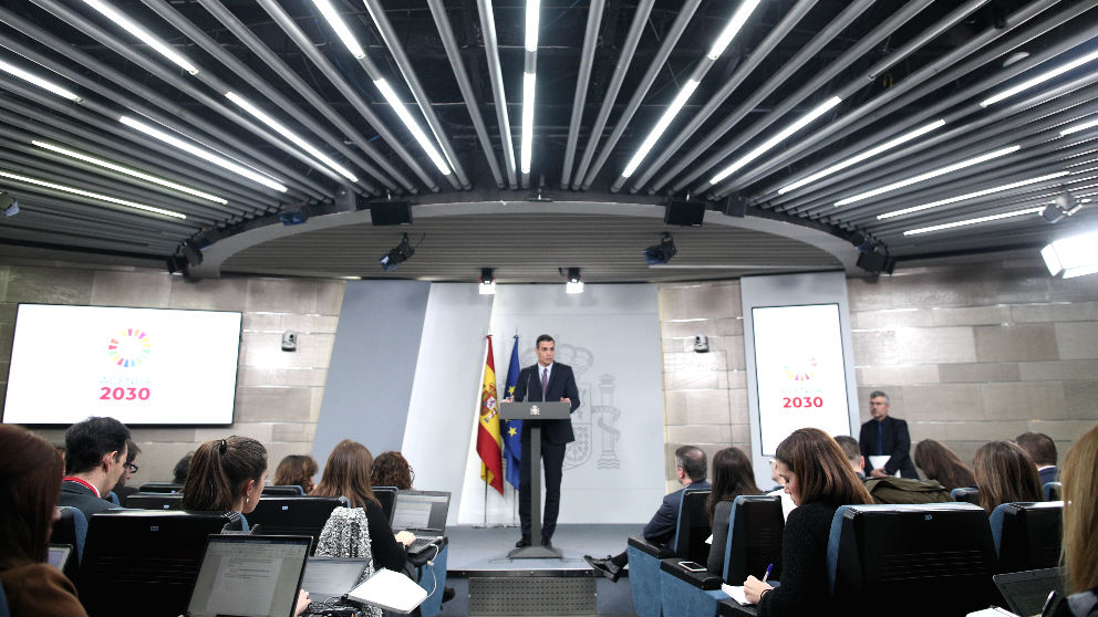 Pedro Sánchez, en rueda de prensa tras el Consejo de Ministros. Foto: EP