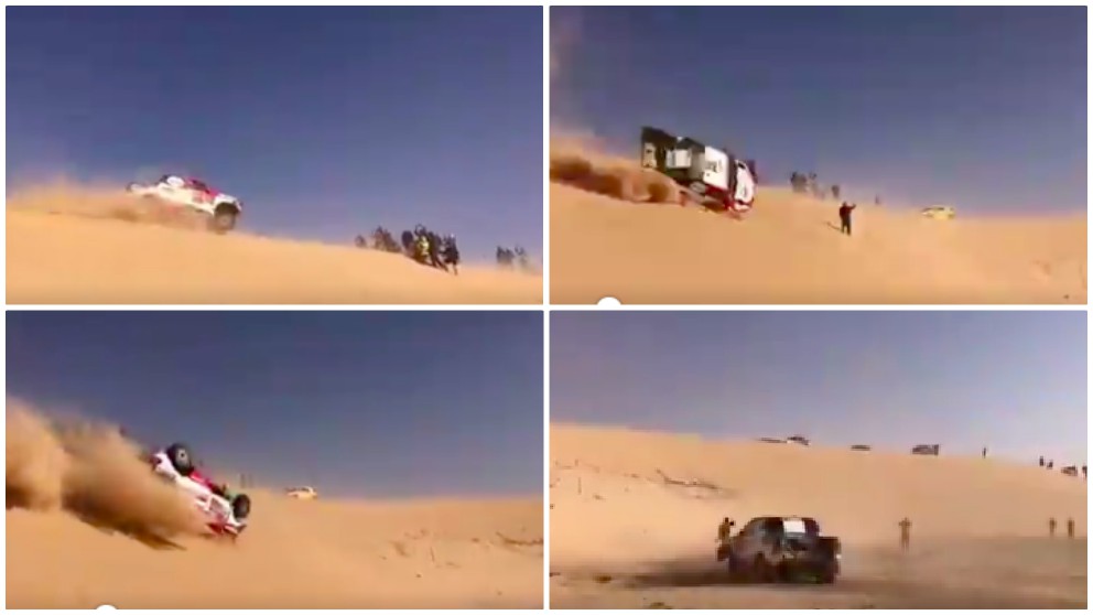 El espectacular accidente de Alonso en el Dakar.