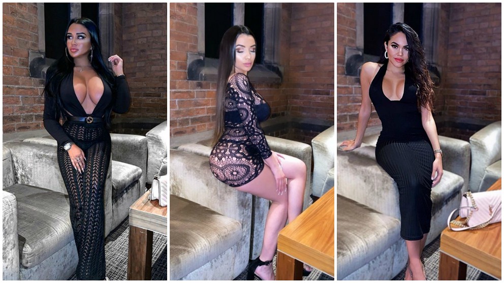 Tres de las modelos invitadas a la fiesta posan en el hotel de lujo. (Instagram)