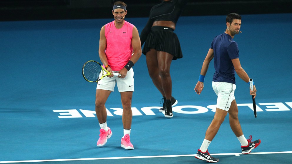Nadal y Djokovic, en un evento del Open de Australia. (Getty)