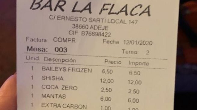 Le cobran 6 euros por usar una manta en un restaurante de Tenerife