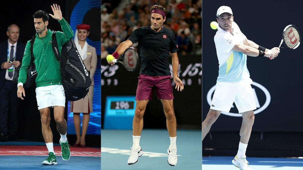 Novak Djokovic, Roger Federer y Roberto Bautista. (Getty)