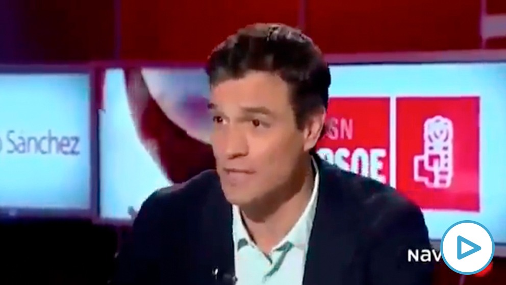 Pedro Sánchez durante su entrevista en Navarra TV en la que prometió no pactar con Bildu.