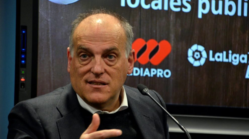 Javier Tebas, presidente de LaLiga, en rueda de prensa. (EFE)