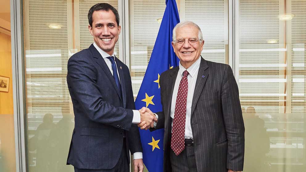 Juan Guaidó junto a Josep Borrell. Foto Europapress