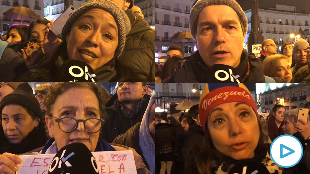 Venezolanos se concentran en apoyo a Juan Guaidó, en Madrid.