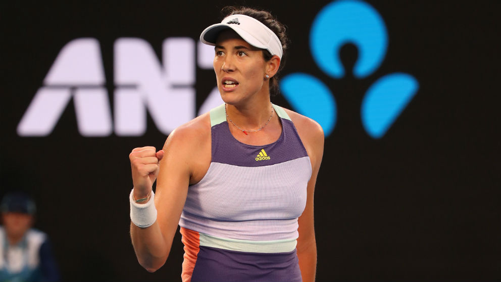 Garbiñe Muguruza celebra su victoria ante Svitolina en el Open de Australia. (Getty)