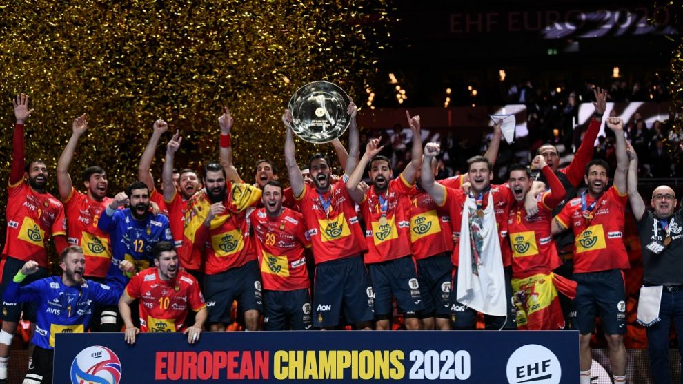 Los Hispanos celebran el Europeo 2020. (AFP)