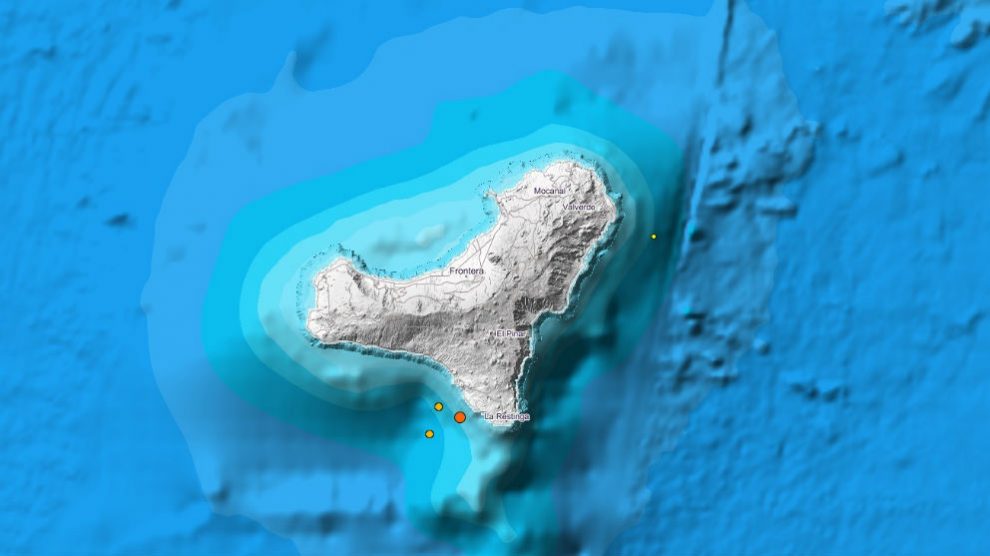 Localización de los cuatro terremotos registrados en El Hierro. (IGN)