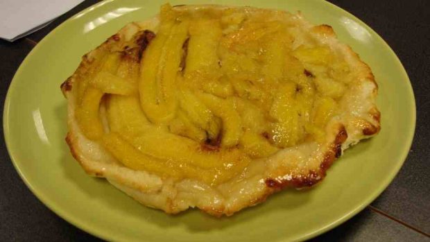 Tarta de galleta, café y plátano