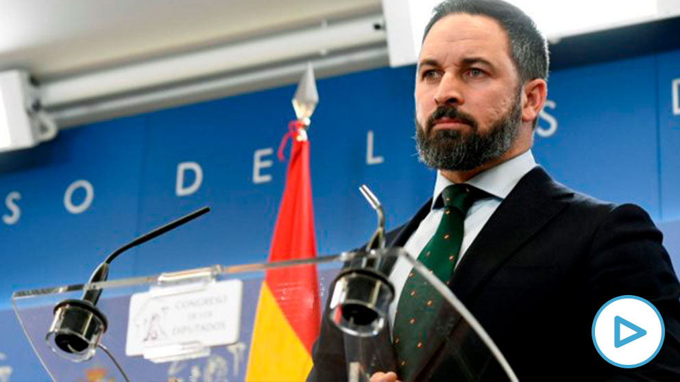 Santiago Abascal, presidente de Vox, durante una rueda de prensa en Congreso de los Diputados. (Foto: Efe)