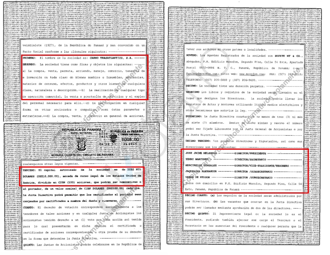 Registro de la empresa offshore en el Registro de Panamá. (Clic para ampliar)