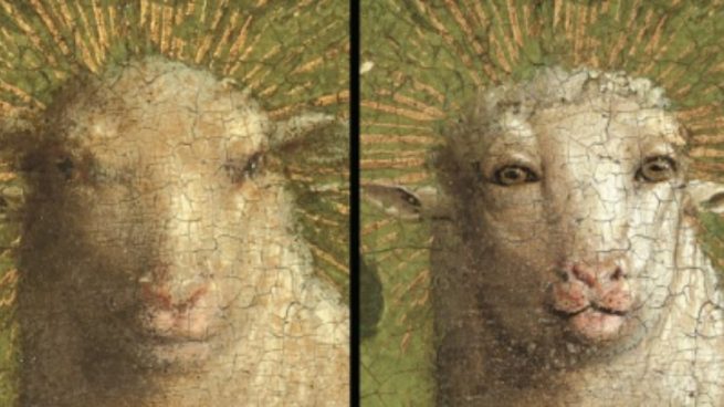 La viral restauración de “El Cordero Místico” de Van Eyck en Bélgica